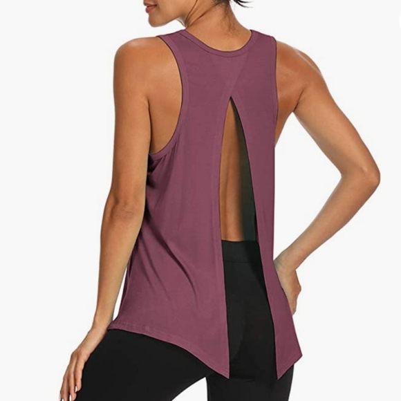 Mauve tie back athletic tank top - Picture 5 of 13